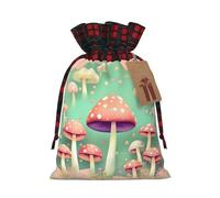 Dream Mushroom Christmas linen gift bags, drawstring candy bags, birthday party gift bags