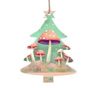 Dream Mushroom Patterned Wooden Ornaments, a Set of 6 Decorations, Suitable for Hanging on Christmas Trees and fireplaces.