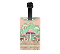 Dream Mushroom Print PVC Luggage Tags for Suitcase, Detachable Wrist Strap, Quickly Identifier Travel Bag Tags