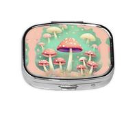Dream Mushroom Travel Pill Organizer. 2-Compartment Pill Box, Portable Mini Pill Box, Vitamin Medicine Storage Box