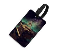 Dream Music Box Luggage Tags for Suitcases Privacy Protection Travel Essentials Bag Tag Personalized Unique Luggage Tag Heavy Duty Cute Baggage Tags with Privacy Name Card, Black-style, One Size