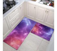 Dream Nebula 2 Pcs Kitchen Mat Set Non slip Washable, Mysterious Universe Rugs Runner, Reddish Purple Kitchen Rug Set for Office Sink Laundry, 43x75cm+43x120cm