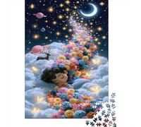 Dream Night Sky 1000 Piece Jigsaw Puzzle Paper for Adults Floral Clouds Jigsaw Puzzle for Adults Relaxing Home Decor Gift 52x38cm/1000pcs