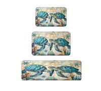 Dream Ocean Blue Turtle Seabed Mat Absorbent, Non-slip, Quick-drying Carpet Home, Bathroom, Kitchen Door for Bathroom(Color 3,50CMx80CM)