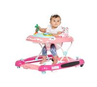 Dream On Me 2-in-1 Convertible Baby Steps Activity Walker in Pink, Adjustable Three Position Height Setting, Removable Tray, Easy to Fold and Store Baby Walker