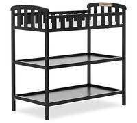 Dream On Me Emily Changing Table in Black, Comes with 1" Changing Pad, Features Two Shelves, Portable Changing Station, Made of Sustainable New Zealand Pinewood