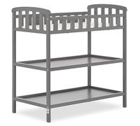 Dream On Me Emily Changing Table in Steel Grey, Comes with 1" Changing Pad, Features Two Shelves, Portable Changing Station, Made of Sustainable New Zealand Pinewood