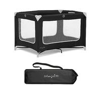 Dream On Me Zoom Portable Playard in Black, Lightweight, Packable and Easy Setup Baby Playard, Breathable Mesh Sides and Soft Fabric - Comes with a Removable Padded Mat