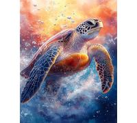 Dream Paint by Numbers for Adults, Sea Turtles Paint by Numbers Kits On Colored Canvas, Hobbies for Adults Women, Easy DIY Acrylic Pigment Drawing Paintwork for Gifts, 16x22in, Without Frame x-z941