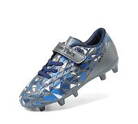 DREAM PAIRS Boys Football Boots Shoes Kids Girls Soccer Athletics Sport Shoes Teenager Indoor Outdoor Sneakers for Unisex,Size 4 Big Kid,Dark Grey/Royal Blue-Qh,SDSO2307K