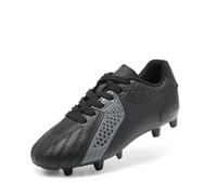 DREAM PAIRS Boys Football Boots Shoes Kids Girls Soccer Athletics Sport Training Shoes Indoor Outdoor Football Shoes Sneakers for Unisex,Size 1 Big Kid,Black/Dark/Grey-Qh,HZ19006K