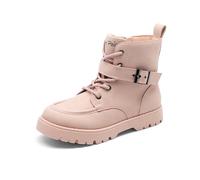 DREAM PAIRS Boys Girls Ankle Boots Lace-up with Buckle Strap Combat boot for Toddler/Little Kid/Big Kids,Size 5 Big Kid,Pink,KKUMMB2507