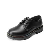 DREAM PAIRS Boys Girls Dress Shoes Kids Uniform Formal Classic Oxfords Lace-up for Toddler Little Big Kid,Size 5 Big Kid,Black-Pu,KUUMOX2501