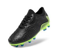 DREAM PAIRS Boys Girls Football Boots Shoes Big Kids Soccer Athletics Training Sport Running Shoes for Unisex,Size 2 Big Kid,Black/Neon Green,SDSO2304K