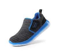 DREAM PAIRS Boys Girls Mesh Lightweight Walking Sneaker Slip on Flat Trainers,Size 12 Little Kid,Black/Grey/Royal,Luca