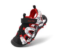 DREAM PAIRS Boys Girls Sandals Closed-Toe Athletic Sport Sandals Summer Outdoor Toddler/Little Kid/Big Kid,Size 3 Big Kid,Black/RED,SDAS2305K-E