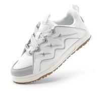 DREAM PAIRS Boys Girls Shoes Lace-up Sneakers for Kids Low Top Walking Casual Skate Shoes,Size 12 Little Kid,White/Silver,SDFS2401K