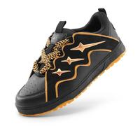 DREAM PAIRS Boys Girls Shoes Lace-up Sneakers for Kids Low Top Walking Casual Skate Shoes,Size 2 Big Kid,Black/Orange,SDFS2401K