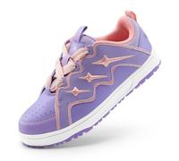 DREAM PAIRS Boys Girls Shoes Lace-up Sneakers for Kids Low Top Walking Casual Skate Shoes,Size 5 Big Kid,Purple/Pink,SDFS2401K