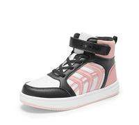 DREAM PAIRS Boys Girls Sneaker High Top Basketball Trainers Shoes Kids LilLegends JuniorFly Jumpers Sports Shoes for Athletic School Gym,Size 3 Big Kid,White/Pink/Black,SDFS2422K
