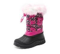 DREAM PAIRS Boys Girls Snow Boots Kids Insulated Waterproof Walking Boots Non-Slip Sole Outdoor Boots,Size 4 Big Kid,Black/Pink,KSNOW