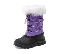 DREAM PAIRS Boys Girls Snow Boots Kids Insulated Waterproof Walking Boots Non-slip Sole Outdoor Boots,Size 4 Big Kid,Purple,KSNOW