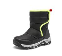 DREAM PAIRS Boys Girls Snow Boots Winter Waterproof Walking Boots for Kids Non Slip Warm Fur Lined Shoes,Size 2 Big Kid,Black,SDSB2222K