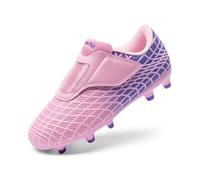 DREAM PAIRS Boys Girls Soccer Cleats Firm Ground Kids Youth Athletic Outdoor Football Shoes,Size 10 Little Kid,Pink/Purple,KKUMSO2510