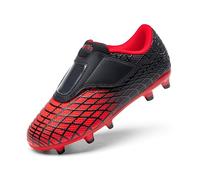 DREAM PAIRS Boys Girls Soccer Cleats Firm Ground Kids Youth Athletic Outdoor Football Shoes,Size 13 Little Kid,Red/Black,KKUMSO2510