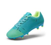 DREAM PAIRS Boys Girls Soccer Cleats Youth Firm Groud Athletic Outdoor Trainning Football Shoes for Little/Big Kid,Size 1 Big Kid,Blue/Neon Green,KKUMSO2508