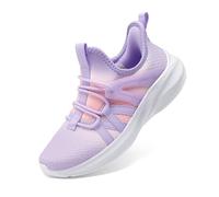 DREAM PAIRS Boys Slip-On Trainers,Purple/Pink,1 Big Kid
