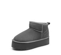 DREAM PAIRS Classic Platform Snow Boots for Women Genuine Suede Leather, Ankle Boots Winter Boots with Memory Foam Insole Lightweight Anti-Slip Outsole for Outdoor Indoor,Size 5,Grey,SDSB2427W