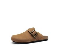 DREAM PAIRS Clogs for Women Suede Mules Wide Toe Shoes Wide Width Slip On Comfortable Clogs with Lightweight Soft Footbed, Anti-Slip Outsole, Arch Support,Size 4,Brown,DWUMMU2505