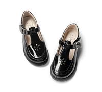 DREAM PAIRS Girl Mary Jane Dress Shoes - Ballet Flats for Girl School Uniform Shoes for Toddler Little Girls,Size 1 Big Kid,All Black,KKUMFA2509