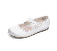 DREAM PAIRS Girl's Ballet Flat Kids Mary Jane Flower Dress Shoes for Wedding Party,Size 3 Big Kid,White,Angie-2