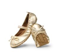 DREAM PAIRS Girls Ballet Flats Mary Janes Dress Shoes for Wedding, Party Non-Slip Breathable Soft Sole,Size 12 Little Kid,Gold,KKUMFA2502