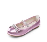 DREAM PAIRS Girls Ballet Flats Slip-on Flower Bow Kids Party Shoes,Size 3 Big Kid,Pink,SDFL2409K
