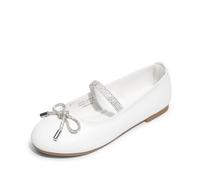 DREAM PAIRS Girls Ballet Flats Slip-on Flower Bow Kids Party Shoes,Size 3 Big Kid,White,SDFL2409K