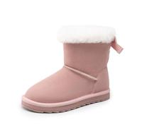 DREAM PAIRS Girls Boots Kids Winter Warm FuzzyChic Kid's Bow Snow Ankle Bow Boots for Toddler/Little Kid,Size 12 Little Kid,Pink,SDSB2409K