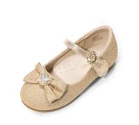DREAM PAIRS Girls Bow Ballet Flats,Gold/Glitter,6 Little Kid