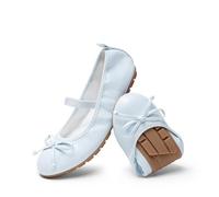 DREAM PAIRS Girls Bow Ballet Flats,Light Blue,12 Little Kid