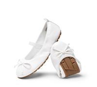 DREAM PAIRS Girls Bow Ballet Flats,White,3 Big Kid