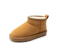 DREAM PAIRS Girls Boys Boots Kids Winter Ankle Plush Lined Warm Snow Shoes Kid Short Boots for Little Kid/Big Kid,Size 12 Little Kid,Camel,KKUMAB2502