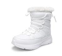 DREAM PAIRS Girls Boys Winter Snow Boots, Slip Resistant Faux Fur Lined, Windproof Warm Slip-On Boots for Kids,Size 3 Big Kid,White,KKUMSB2507