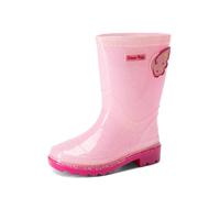 DREAM PAIRS Girls Butterfly Wings Rain Boots Waterproof Sparkle, Slip On Kids Wellies with Grippy Sole, Comfy Lined for Toddler Little Kid,Size 13 Little Kid,Pink,KKUMRB2502