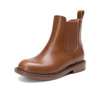 DREAM PAIRS Girls Chelsea Ankle Boots,Size 3 Big Kid,Tan