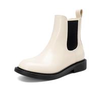 DREAM PAIRS Girls Chelsea Ankle Boots,Size 4 Big Kid,White/Black