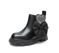 DREAM PAIRS Girls Chelsea Boots Side Zipper Interchangeable Accessories Ankle Booties Toddler/Little Kid/Big Kid,Size 2 Big Kid,Black,SDBO2301K