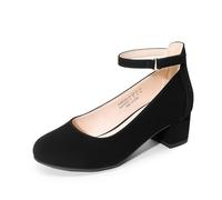 DREAM PAIRS Girls Chunky Pumps,Black,5 Big Kid