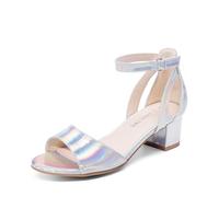 DREAM PAIRS Girls Chunky Sandals,Silver-Metallic,2 Big Kid